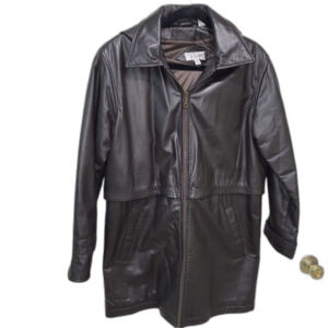 Ladies Brown Leather Jacket with Hood
